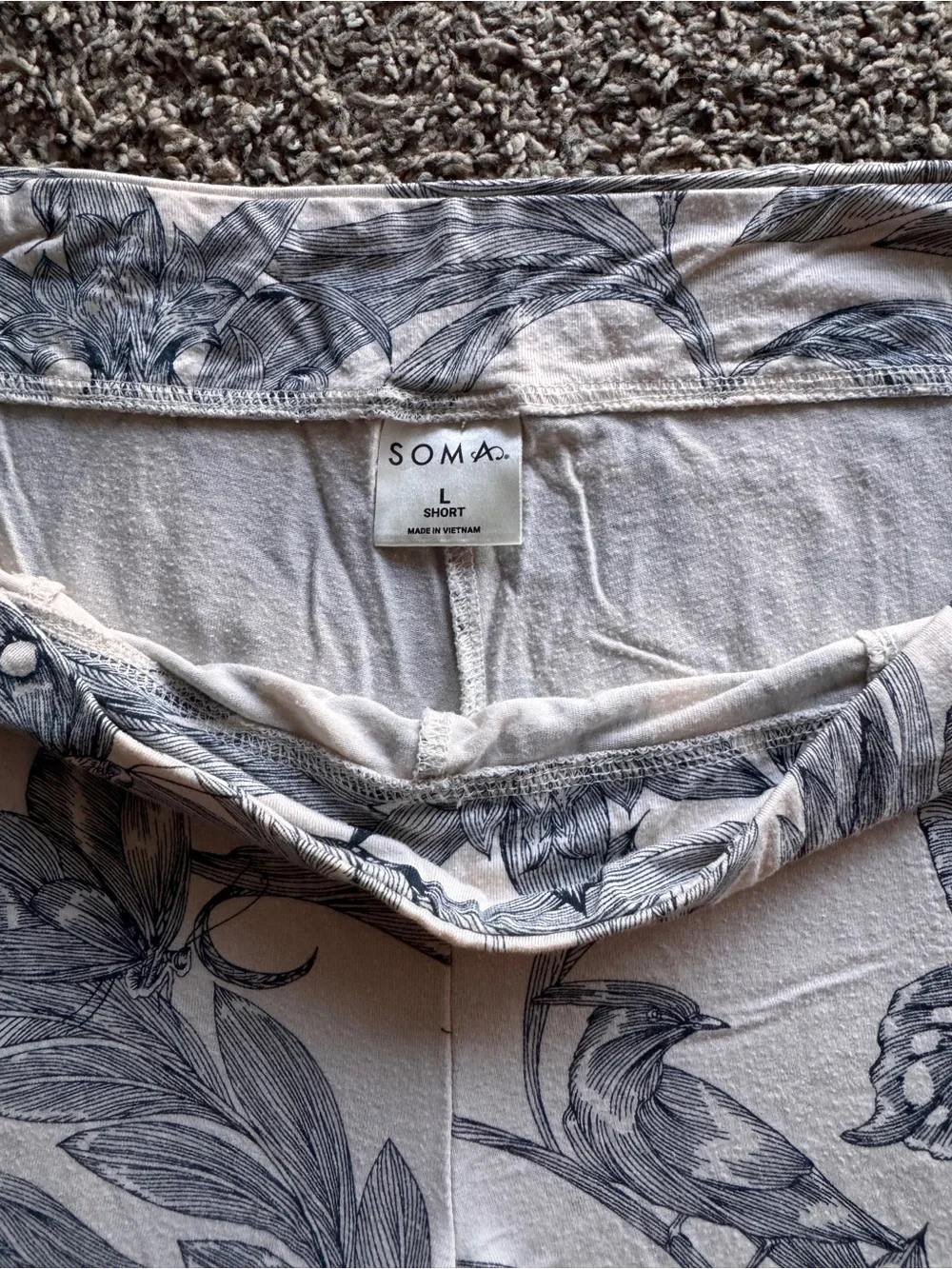 Soma Cool Nights Printed Blue White Cozy Pajama Set Women's Large